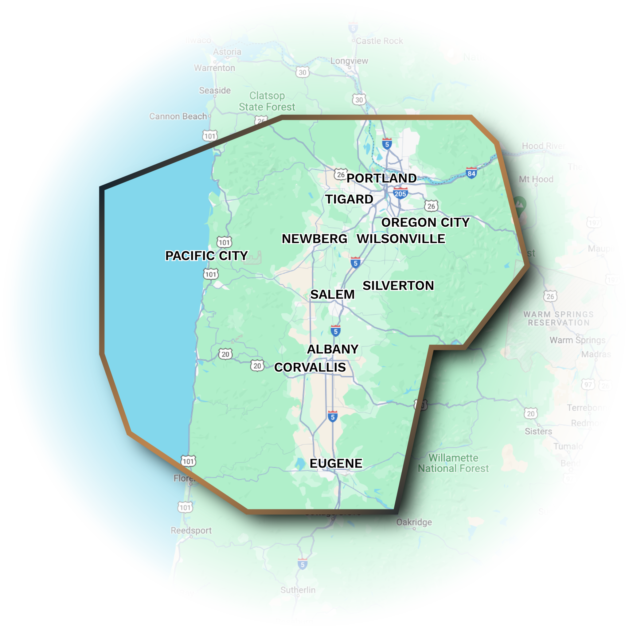 Willamette Valley service map